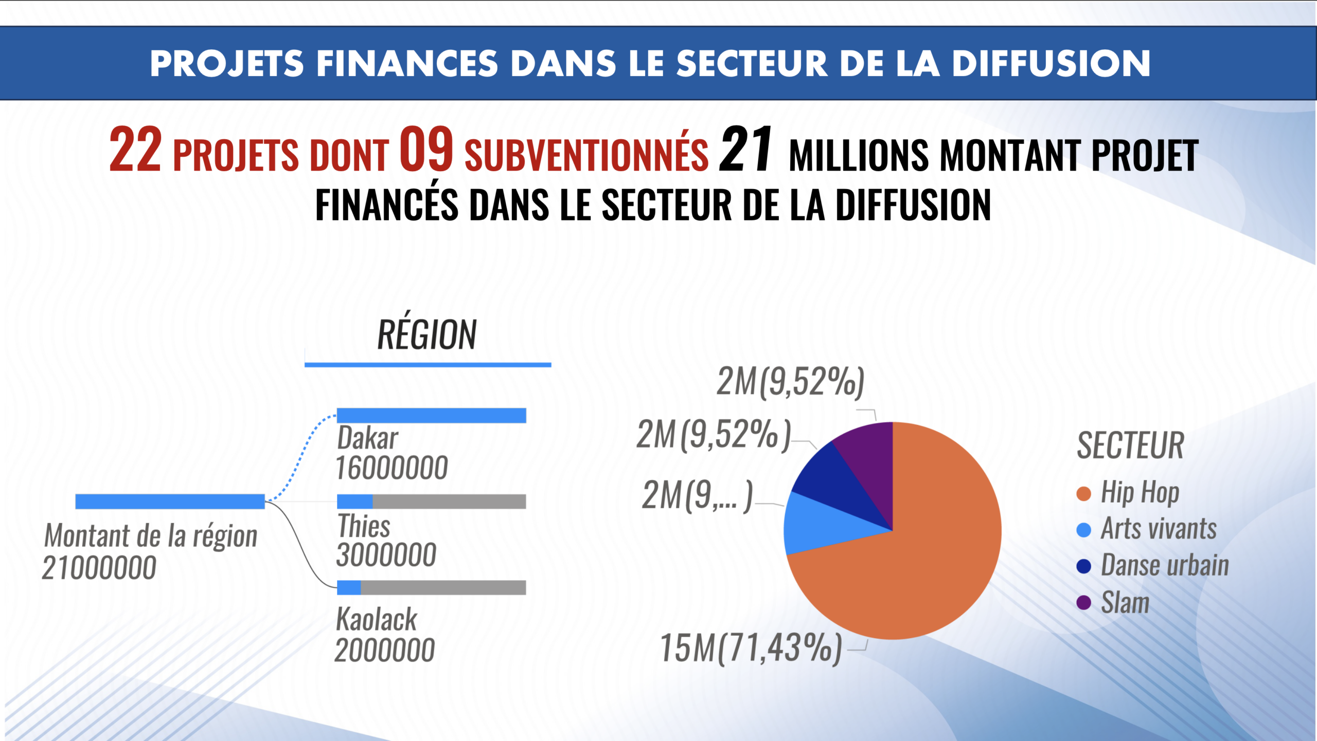 Projets financés dans le secteur de la diffusion